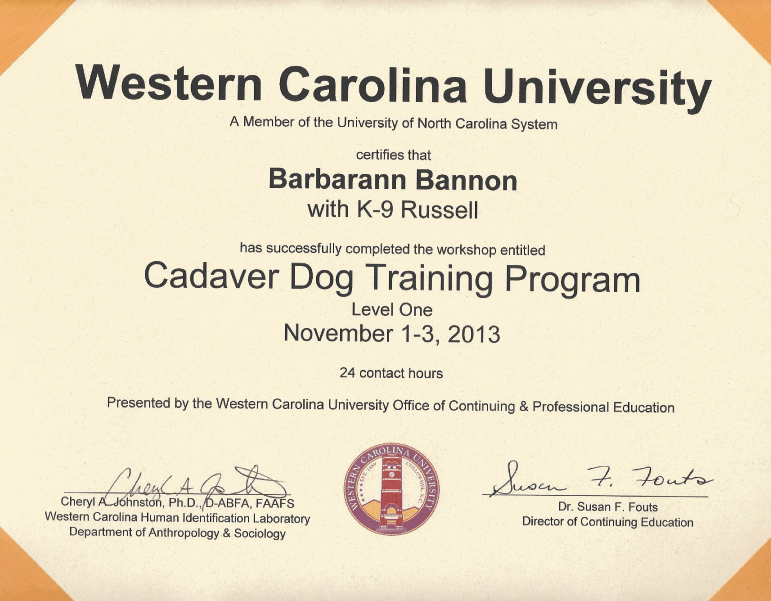 cadaver dog training